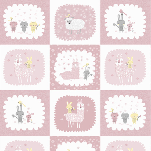 $9.95/M | Benartex | Baby Buddies Llamas Blocks Pink 80-01