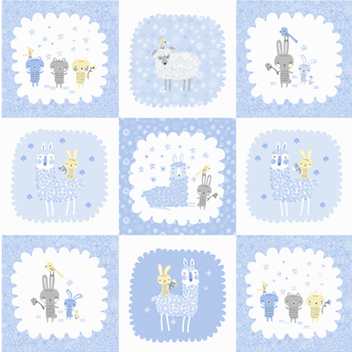 $9.95/M | Benartex | Baby Buddies Llamas Blocks Blue 80-05