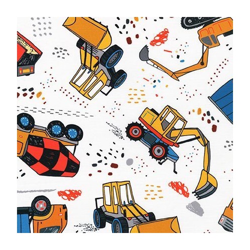 Fabric Remnant | Build,Bang,Boom! Construction Trucks (90cm x 112cm)