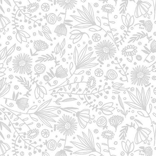 Fabric Remnant | It's Raining Cats and Dogs Whisp Flowers  (76cm x 112cm)