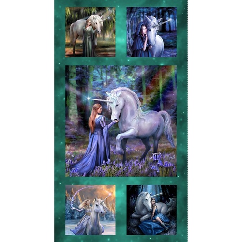 Clothworks | Unicorn Magic | Digital 24" Panel Teal Y4709-104