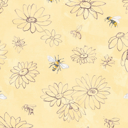 Super Sale | Daisy Field Digital Floral Sketch Light Gold Y4396-67 
