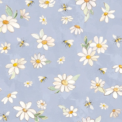 Super Sale | Daisy Field Digital Daisies & Bees Light Denim Y4395-87 