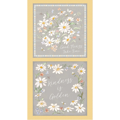 Super Sale |  Daisy Field Digital 24" Pillow Panel Gold Y4392-68 -