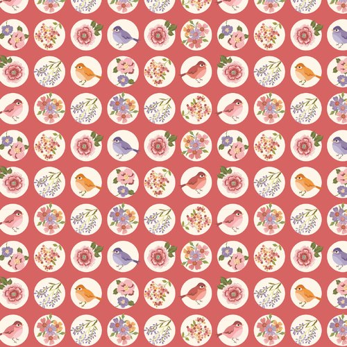 Super Sale | Nature Sings Circles Bird Floral Pink NS24109 