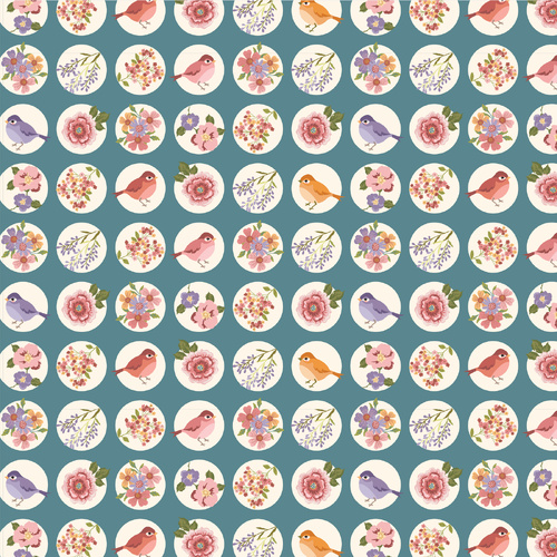 Super Sale | Nature Sings Circles Bird Floral Blue NS24111