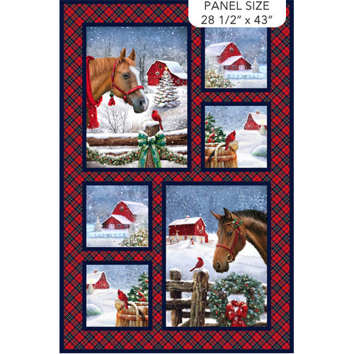 Super Sale | Farmstead Horse Friends Panel Red Multi  DP26895-24 