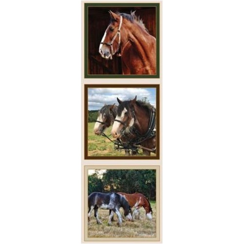 Fabric Remnant | 	 Heavy Horses Blocks (30cm x 112cm)
