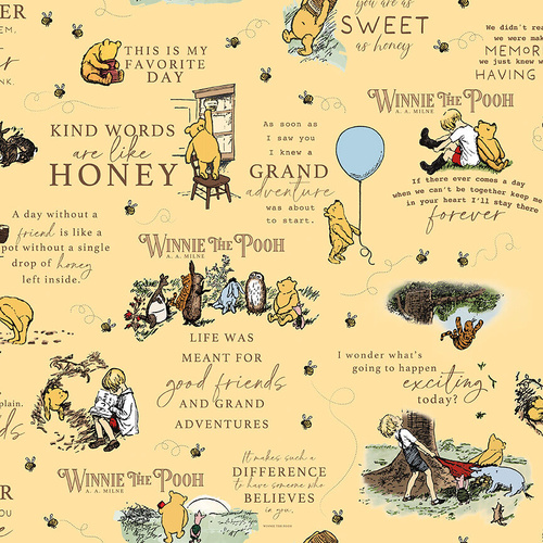 Fabric Remnant | 	Winnie the Pooh Main C17000-SUNSHINE (85cm x 112cm)