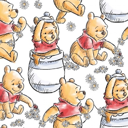 Fabric Remnant | Disney Winnie The Pooh Honey Pots (33cm x 112cm)