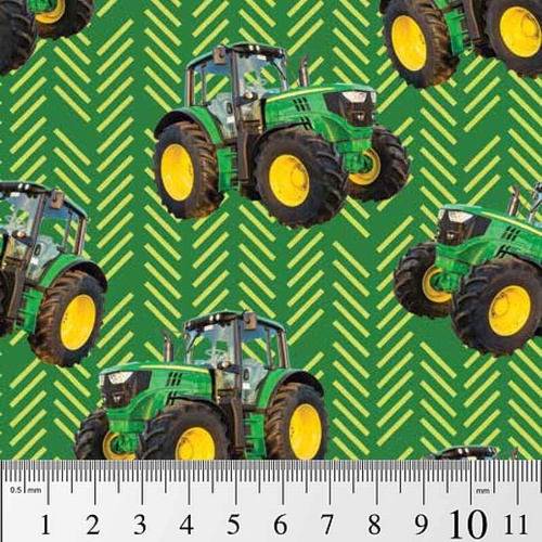 Fabric Remnant | Farm Machines Tractor Stripe Green | 90cm x 112cm