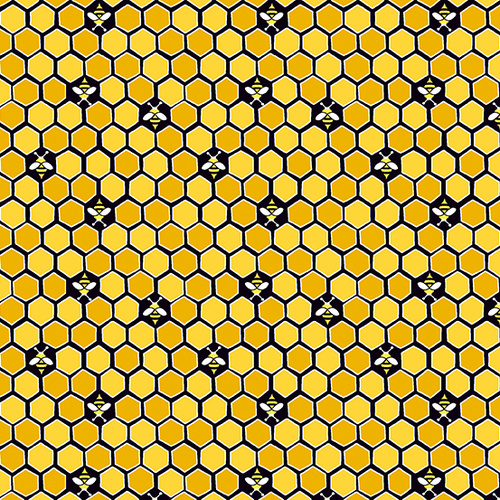 Fabric Remnant | Sunflowers & Honey Honeycomb Bees Day | 80cm x 112cm