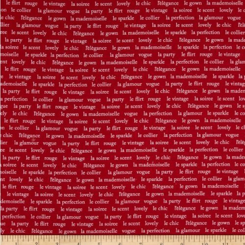 Fabric Remnant | French Couture Text Words | 90cm x 112cm