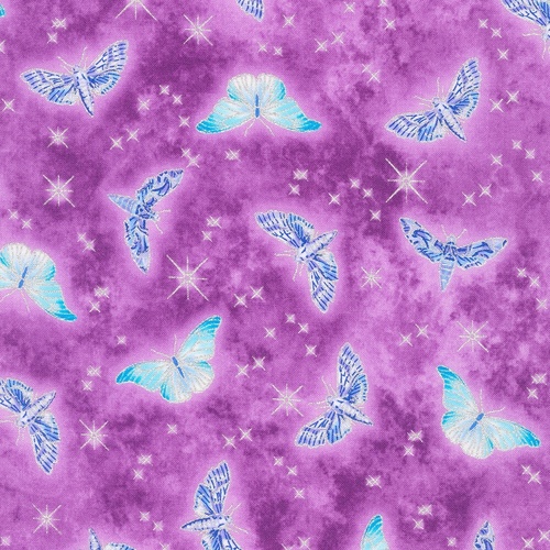 Fabric Remnant |Kaufman Mystic Moon Metallic Butterfly  | 85cm x 112cm