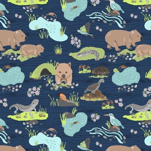 Fabric Remnant | Roaming the Mallee Aussie Animals  | 88cm x 112cm