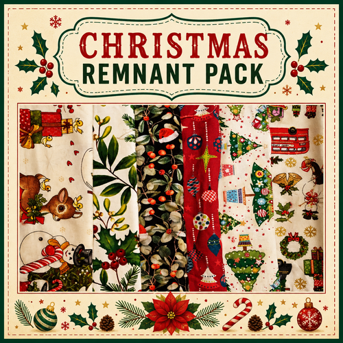 Fabric Remnant Pack | Festive Christmas - 6 Designs - 1 ONLY