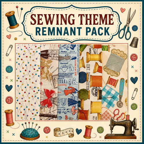 Fabric Remnant Pack | Sewing Notions - 5 Designs - 1 ONLY