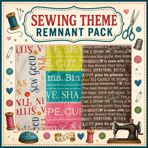 Fabric Remnant Pack | Sewing Words Imspiration - 3 Designs - 1 ONLY