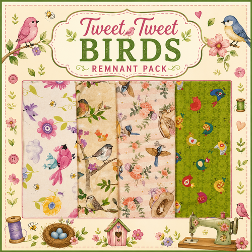 Fabric Remnant Pack | Tweet Tweet Birds - 4 Designs - 1 ONLY