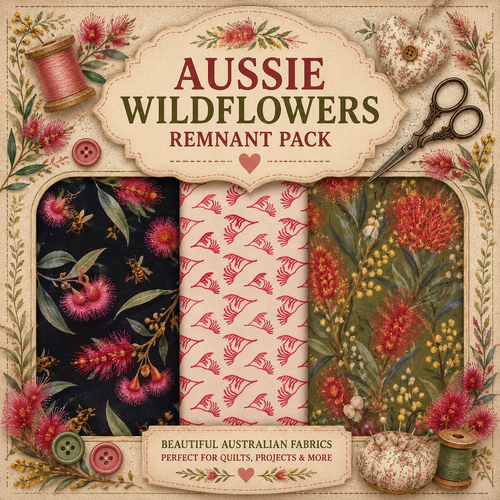 Fabric Remnant Pack | Aussie Wildflowers 3 Designs - 1 ONLY