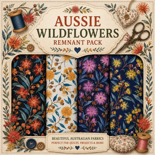 Fabric Remnant Pack | Aussie Wildflowers 4 Designs - 1 ONLY
