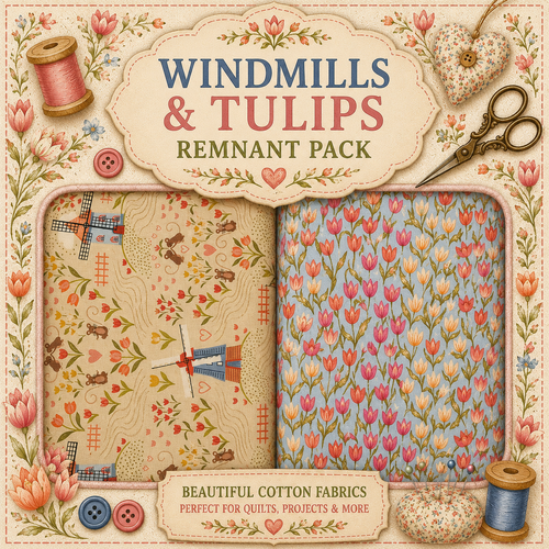 Fabric Remnant Pack | Windmill & Tulips 2 Designs - 1 ONLY