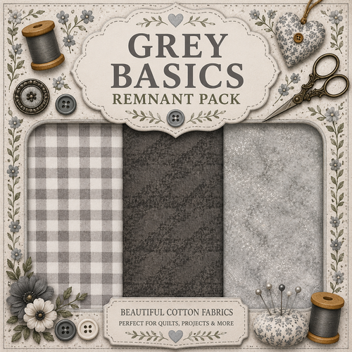 Fabric Remnant Pack | Grey Basics 3 Designs - 1 ONLY