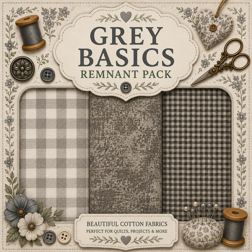 Fabric Remnant Pack | Grey Basics 3 Designs - 1 ONLY