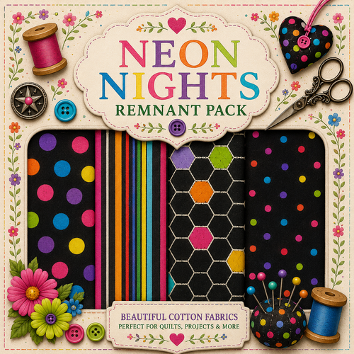 Fabric Remnant Pack | Neon Nights 4 Designs - 1 ONLY