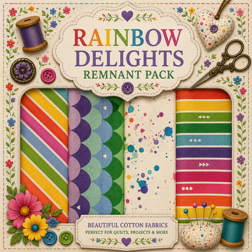 Fabric Remnant Pack | Rainbow Delights 4 Designs - 1 ONLY