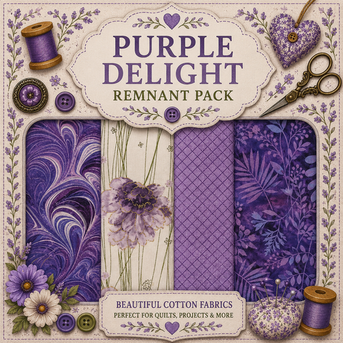 Fabric Remnant Pack | Purple Delights 4 Designs - 1 ONLY