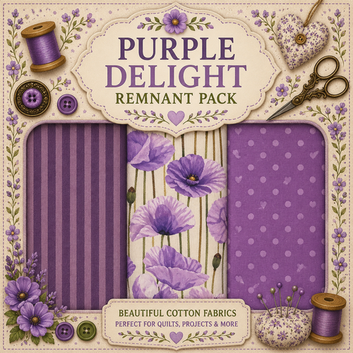 Fabric Remnant Pack | Purple Delights 3 Designs - 1 ONLY