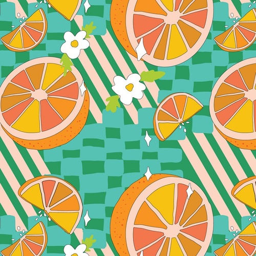 Super Sale | By the Metre | Summer Abroad Poplin Aperol Spritz DVF1106