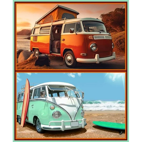 Super Sale | Retro Ride Kombi Van Retro 36" Panel  4057A