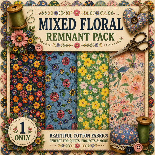 Fabric Remnant Pack | Mixed Floral 4 Designs - 1 ONLY