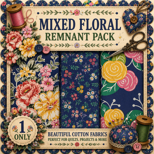 Fabric Remnant Pack | Mixed Floral  3 Designs - 1 ONLY