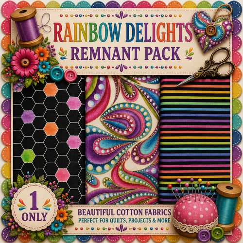 Fabric Remnant Pack | Rainbow Delights 3 Designs - 1 ONLY