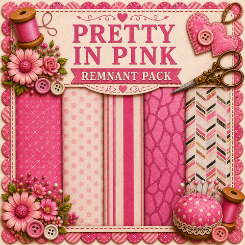 Fabric Remnant Pack | Pretty in Pink 5 Designs - 1 ONLY
