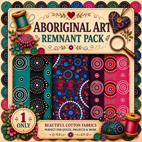 Fabric Remnant Pack | Aboriginal Art 3 Designs - 1 ONLY