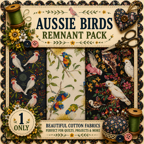 Fabric Remnant Pack | Aussie Birds 3 Designs - 1 ONLY