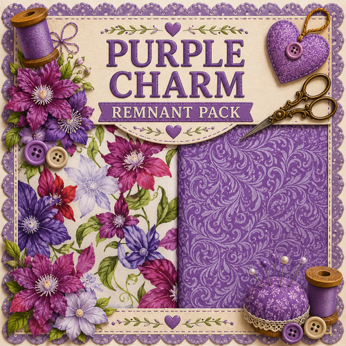 Fabric Remnant Pack | Purple Charm 2 Designs - 1 ONLY