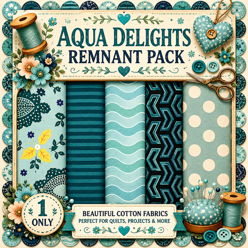 Fabric Remnant Pack | Aqua Delights 5 Designs - 1 ONLY
