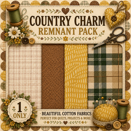 Fabric Remnant Pack | Country Charm 4 Designs - 1 ONLY