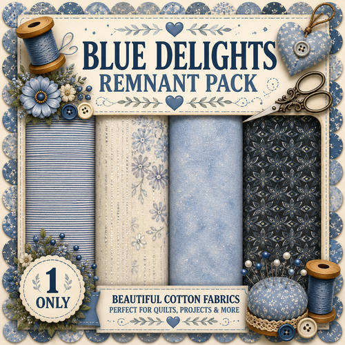Fabric Remnant Pack | Blue Delights 4 Designs - 1 ONLY