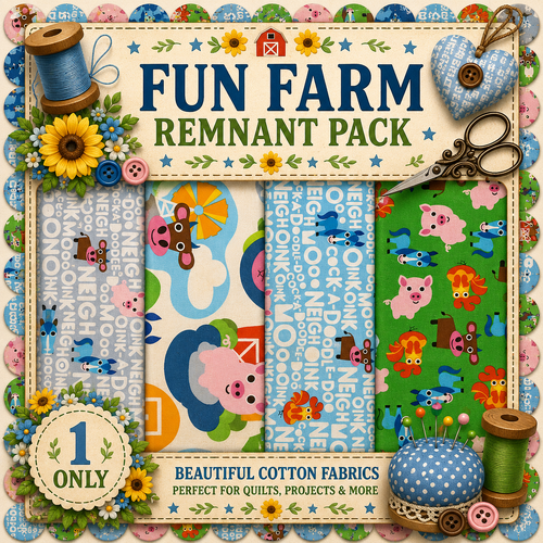 Fabric Remnant Pack | Fun Farm 4 Designs - 1 ONLY
