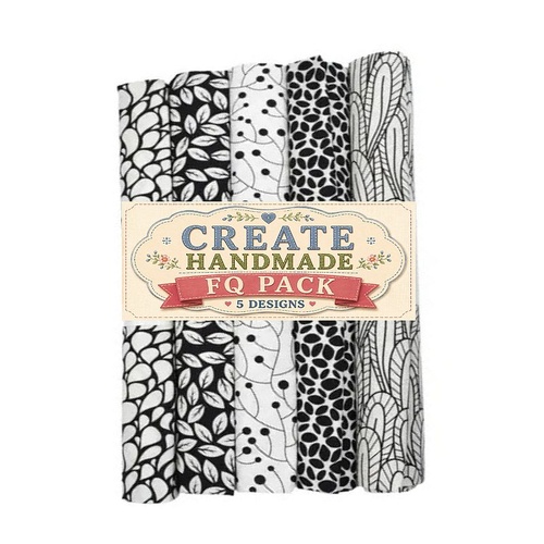 Create Handmade Black & White Fat Quarter Pack | 5 Designs