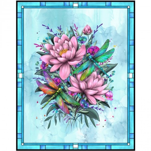 Nutex | Dragonflies Floral 36" Quilt Panel Nutex | 82030-1