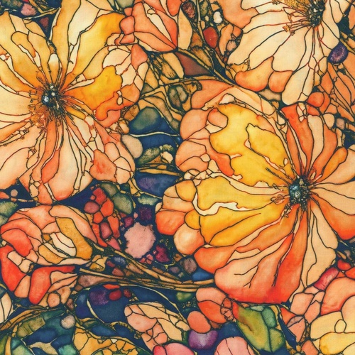 Camelot Fabrics | Flight of Beauty Mosaic Floral Multi 16240404-01