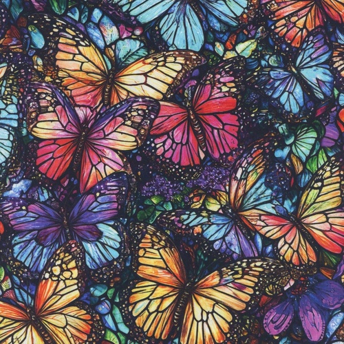 Camelot Fabrics | Flight of Beauty Mosaic Butterflies Multi 16240402-01