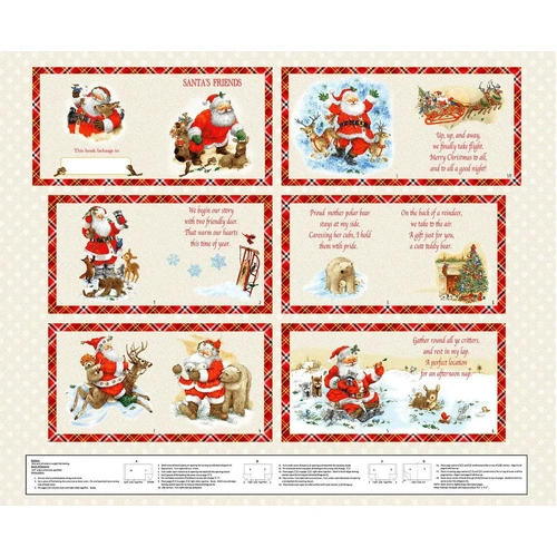 Henry Glass | Santa Reindeer Friends Christmas Soft Book Panel 1156P-44